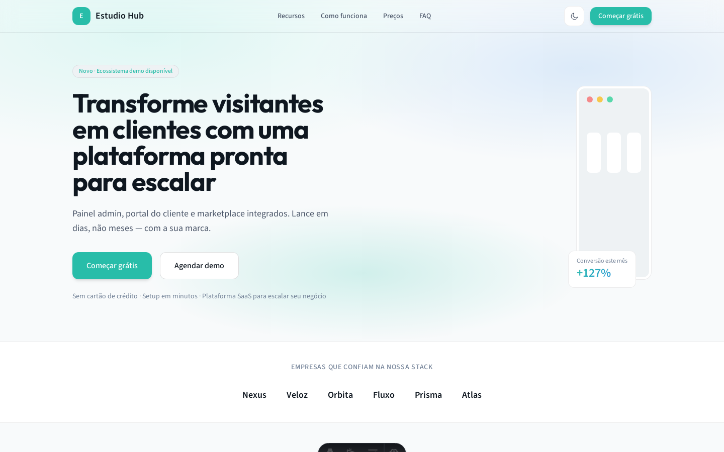 Estudio Hub — Landing SaaS — captura do projeto